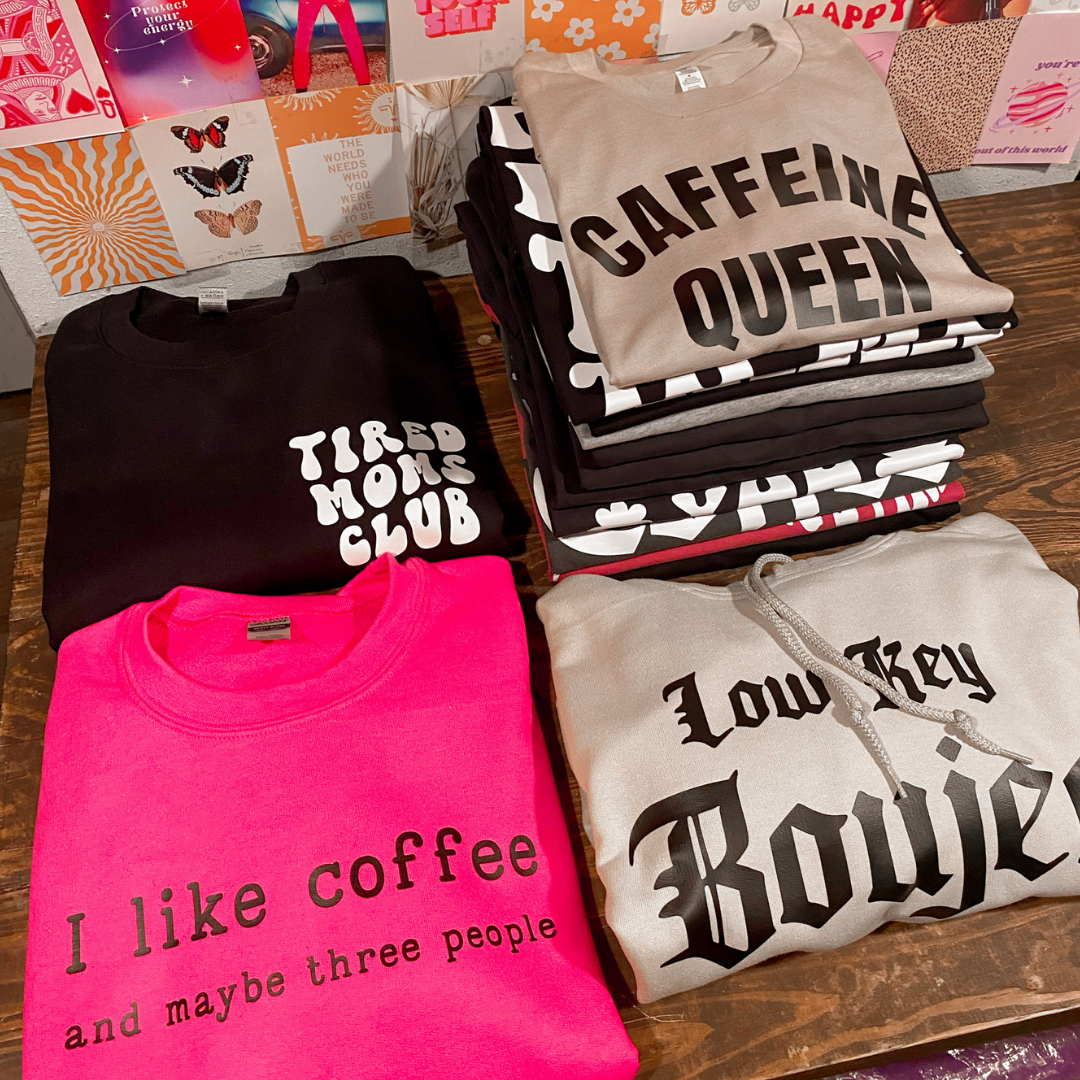 I like coffee and maybe three people sweatshirt